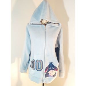 Womens Disney Hoodie Large Blue Eeyore 00  Zipper